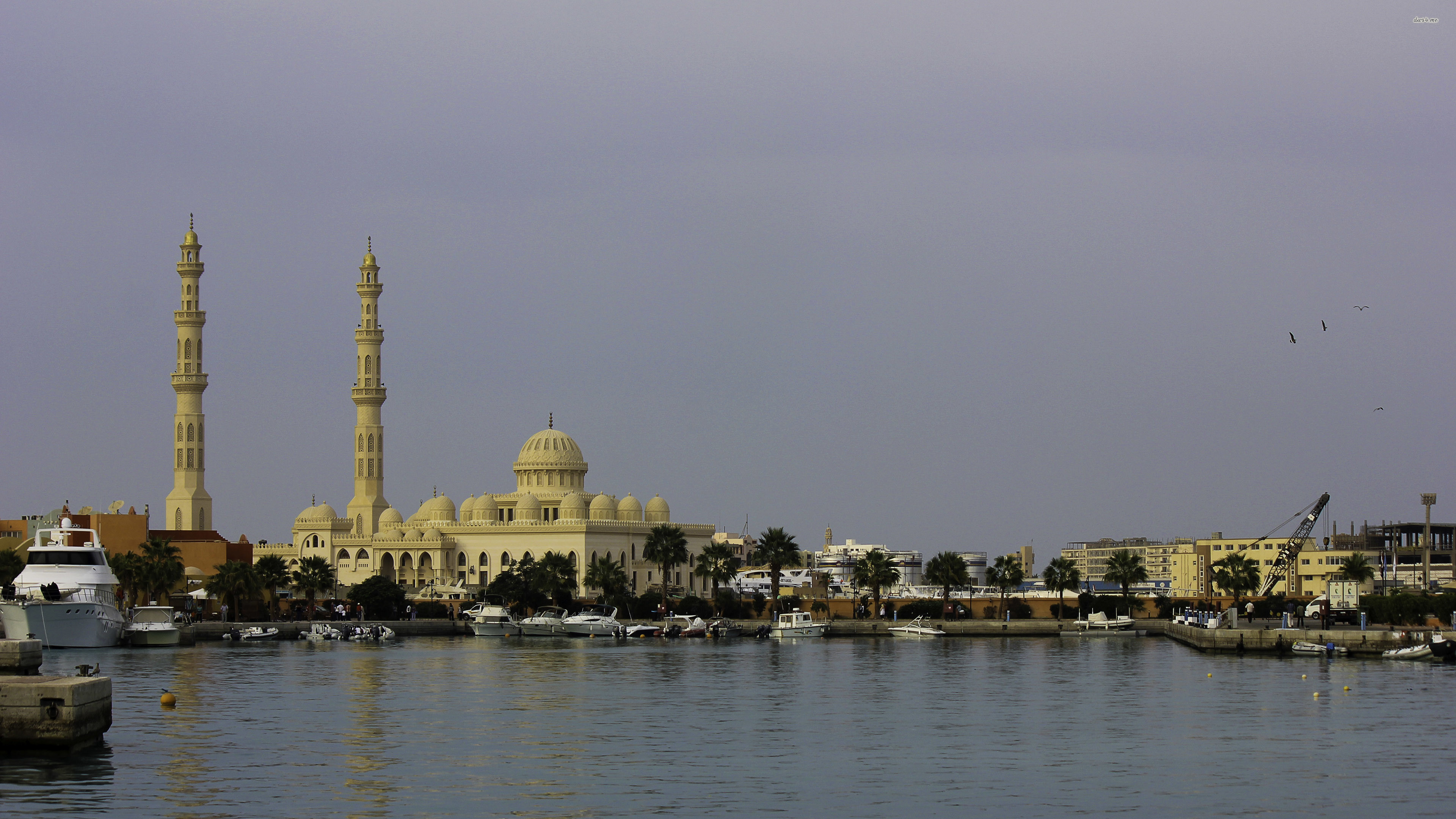 Mosque By The Port Wallpaper 3840x2160 3840x2160