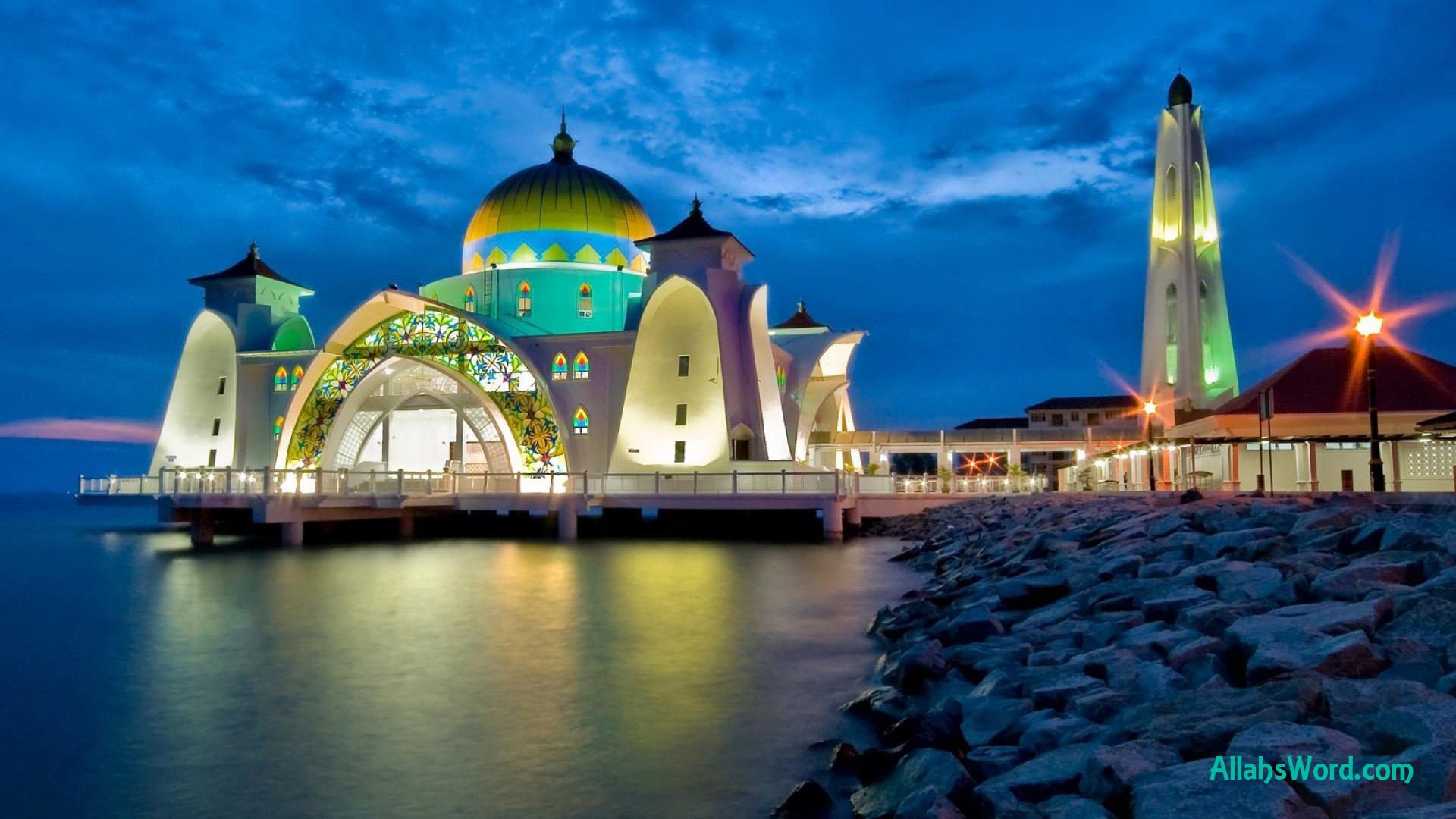 Mosque On Water Hd Wallpaper 1920x1080