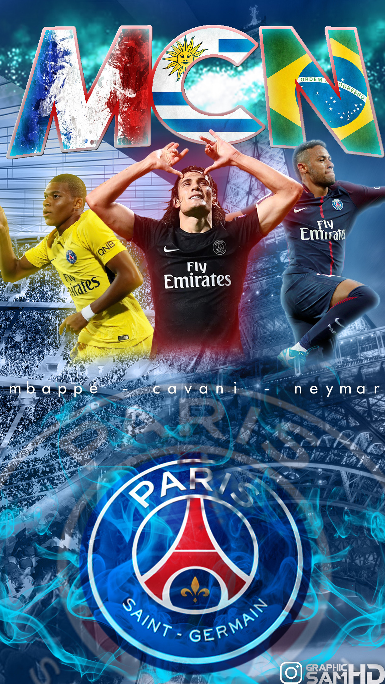 Mbappe Cavani Neymar Phone Wallpaper 2022 2022 By Graphicsamhd 1224x2176