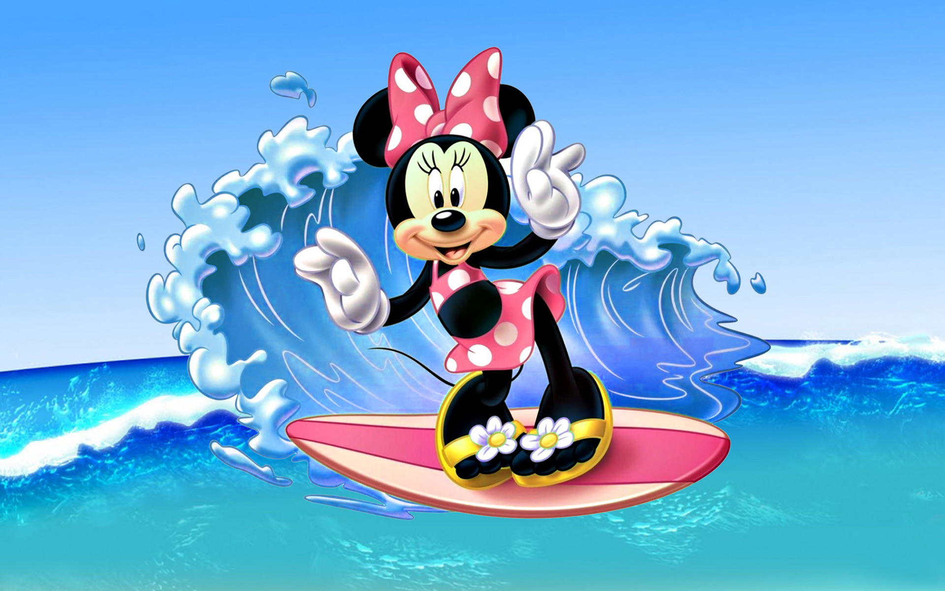 Minnie Mouse Surfing Sea 1920x1200