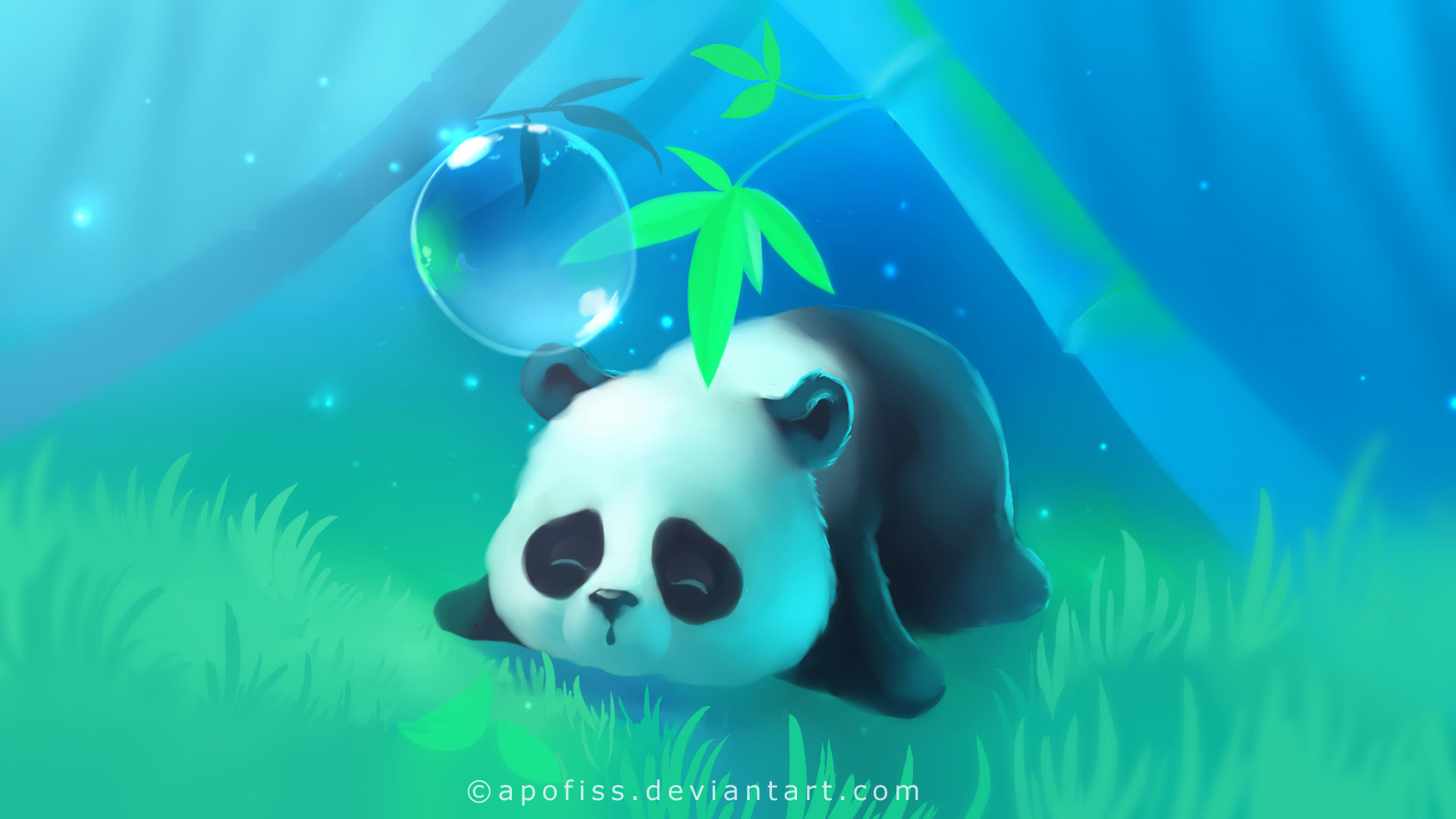 Cute Panda Background 1920x1080