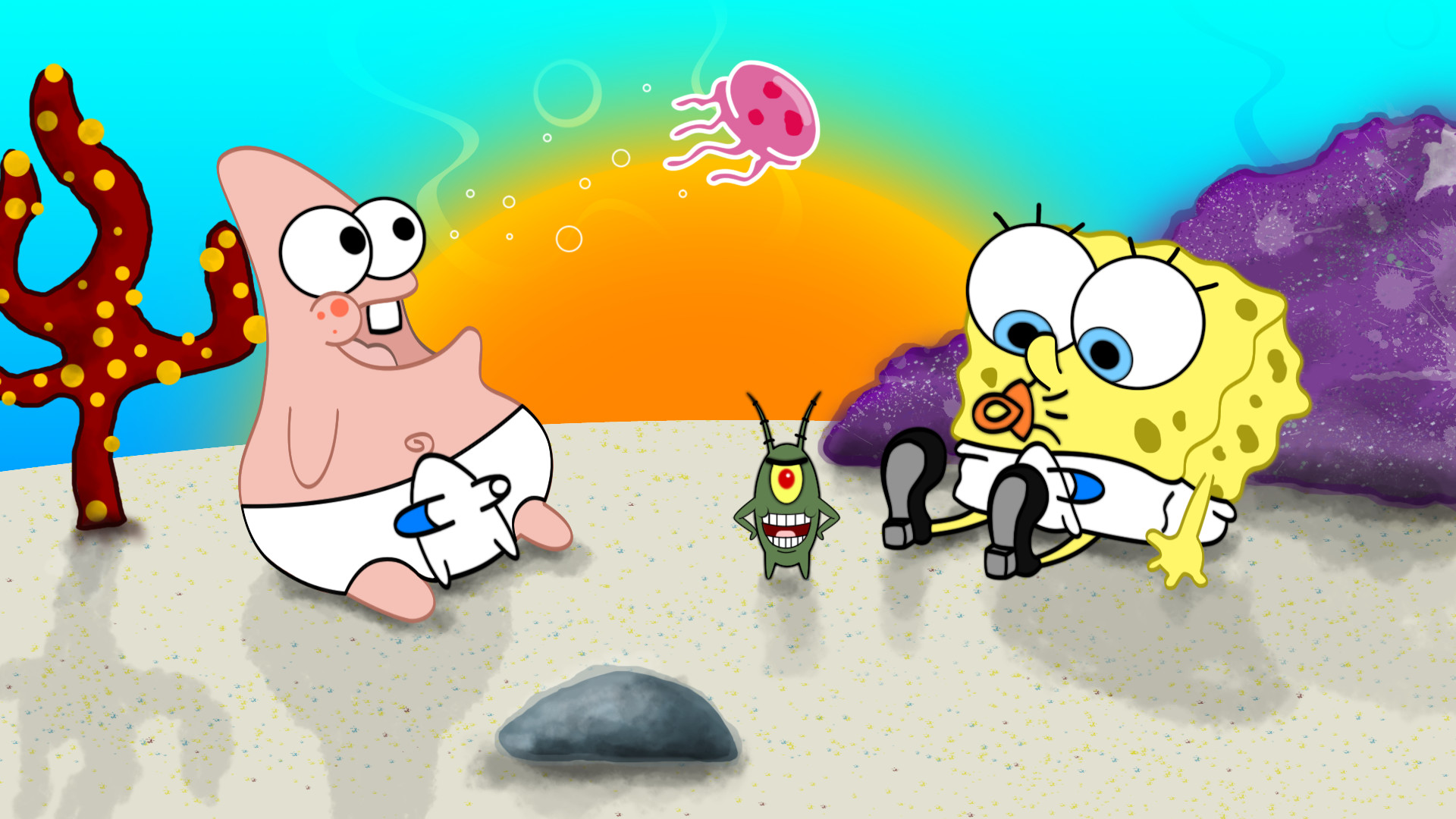 Spongebob And Patrick As Babies 1920x1080