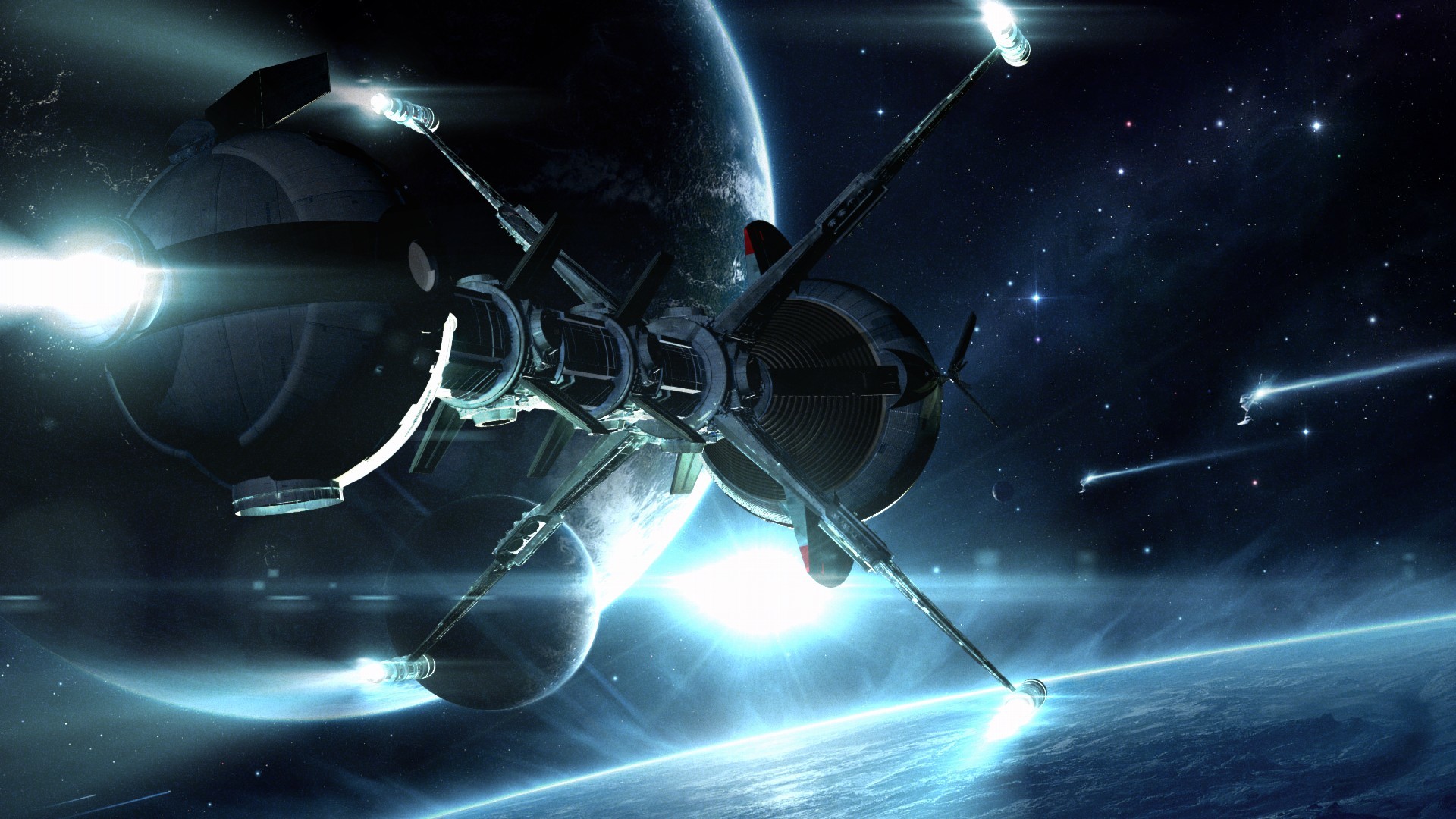 Sci Fi Spacecraft Spaceship Planets Stars Art Wallpaper 1920x1080 30891 Wallpaperup 1920x1080