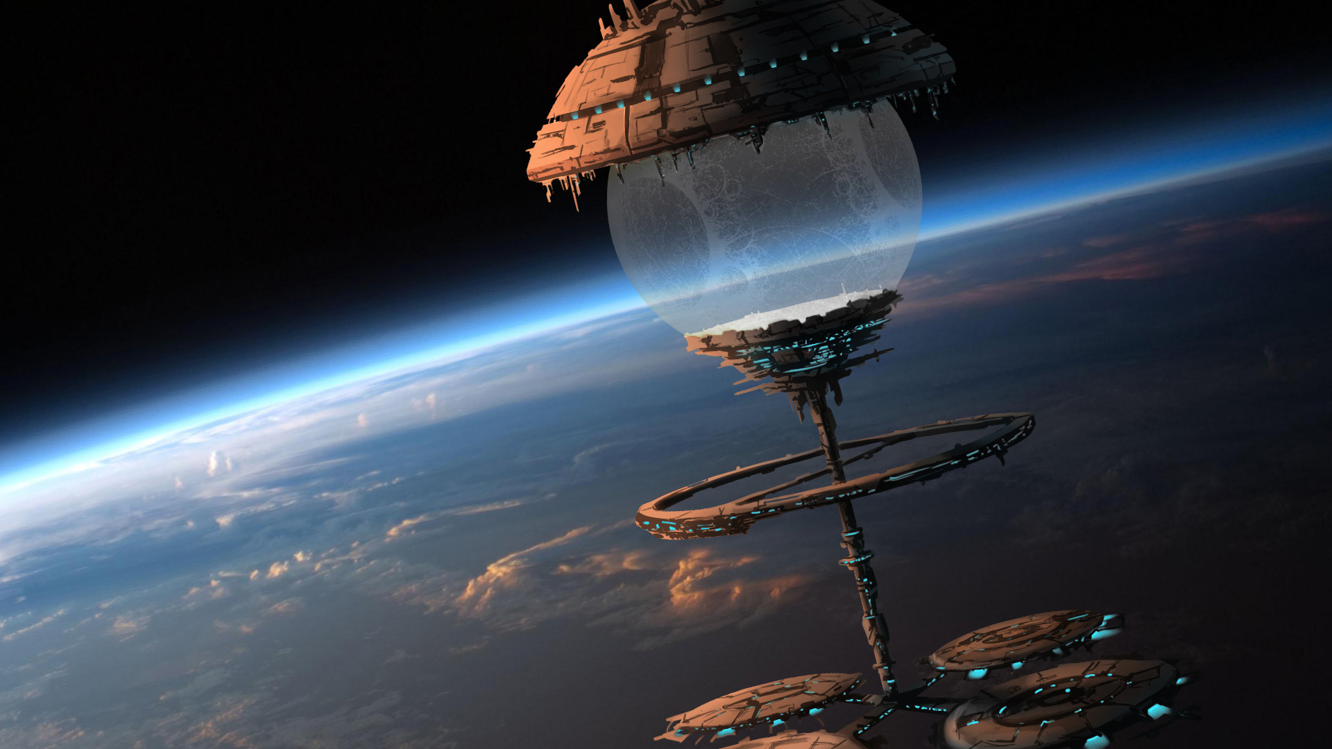 Space Orbital Stations Sci Fi Spaceship Spacecraft Citys Art Planets Atmosphere Wallpaper 1920x1080 31617 Wallpaperup 1920x1080