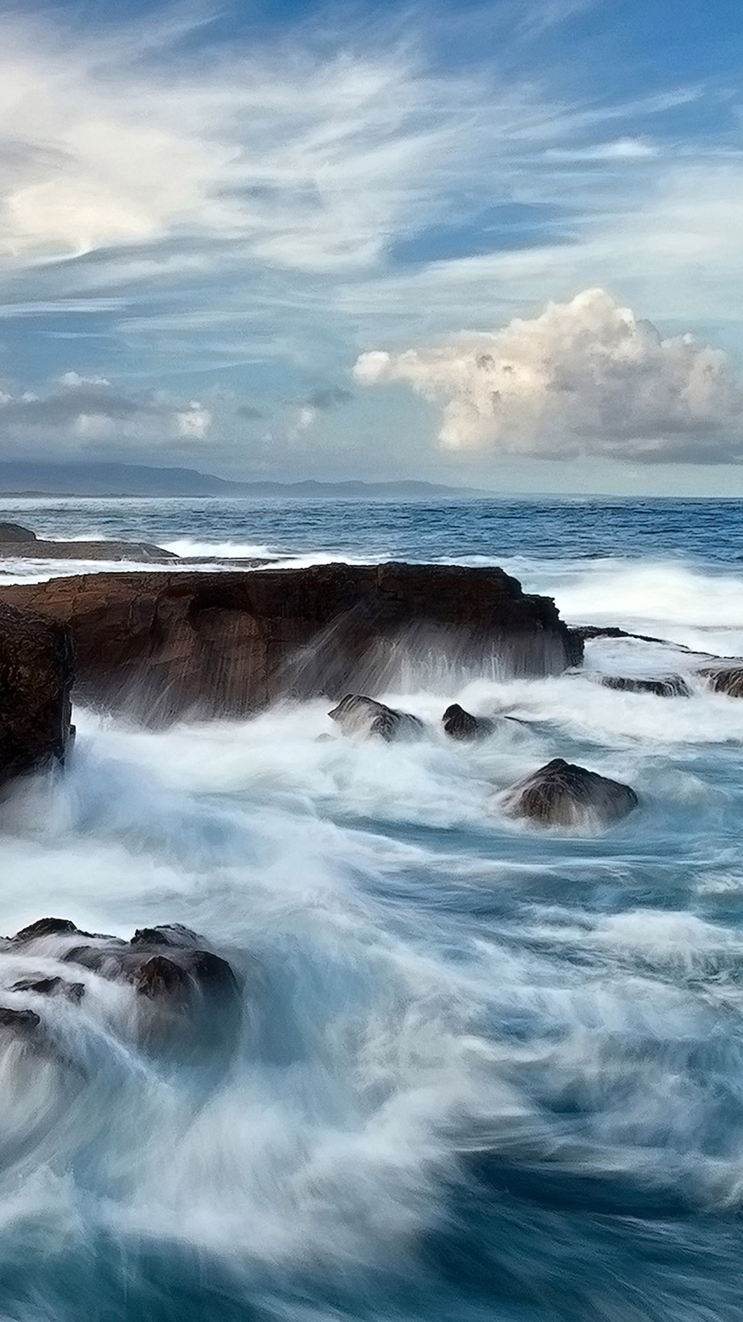 Wonderful Ocean Iphone 6 Plus Wallpaper Rocks Sky Clouds 1080x1920