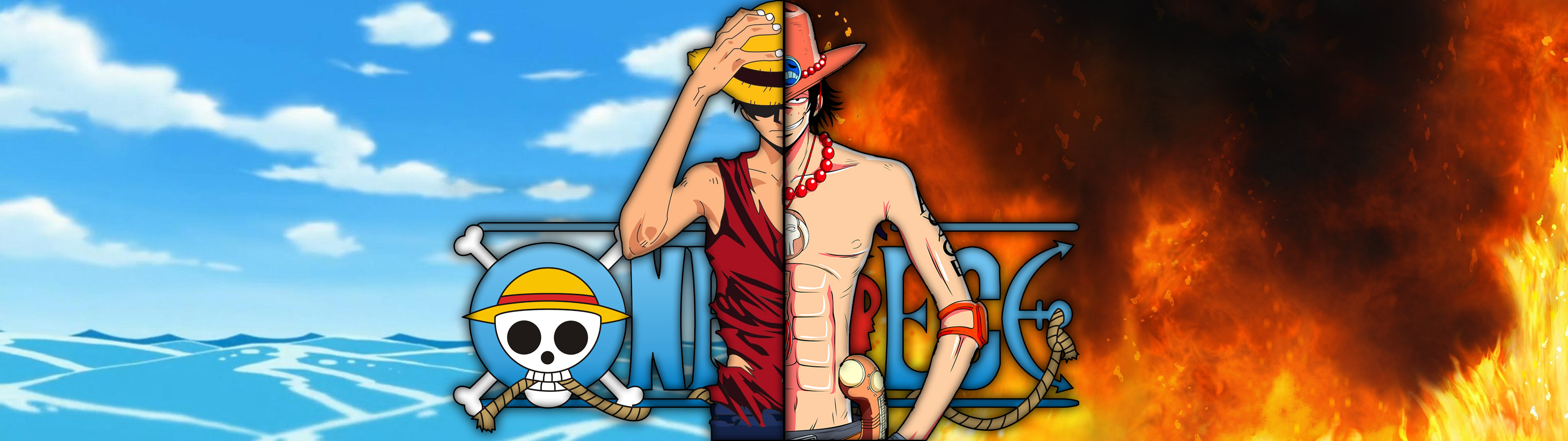 3840x1080 One Piece Luffy And Acedual 3840x1080