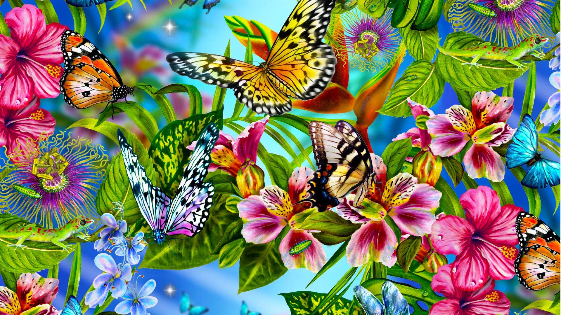 Colorful Butterfly Wallpapers D Butterfly Painting Wallpaper 1920x1080