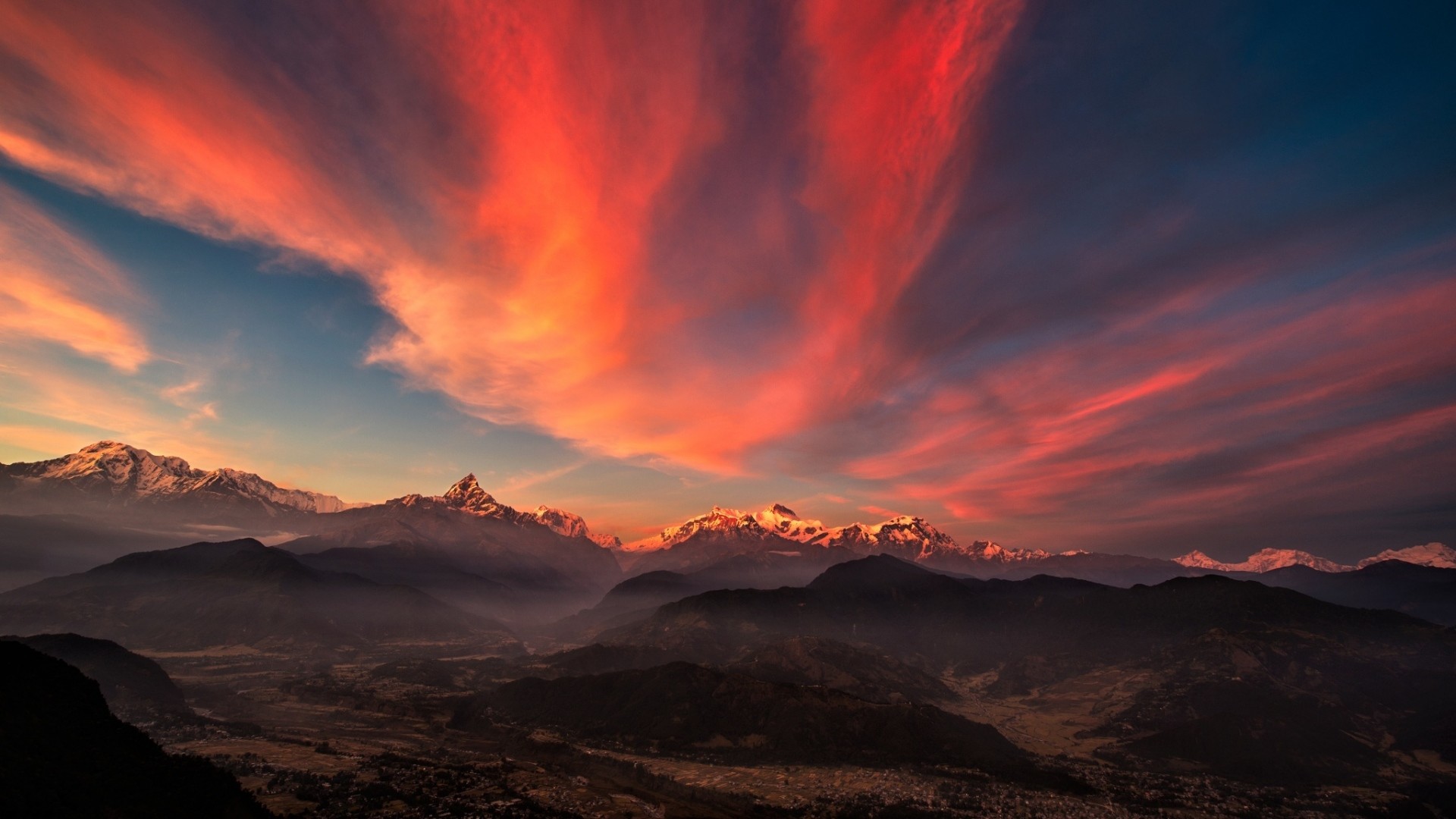 Preview Wallpaper Tibet Mountains Sunset Sky Panorama 1920x1080 1920x1080