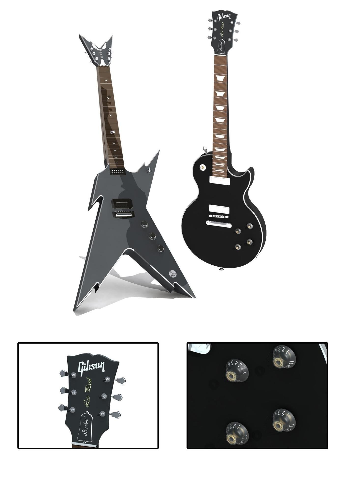 Bc Rich And Gibson Les Paul Created And Rendered Using Solidworks Esp Iron Cross 1400x1980