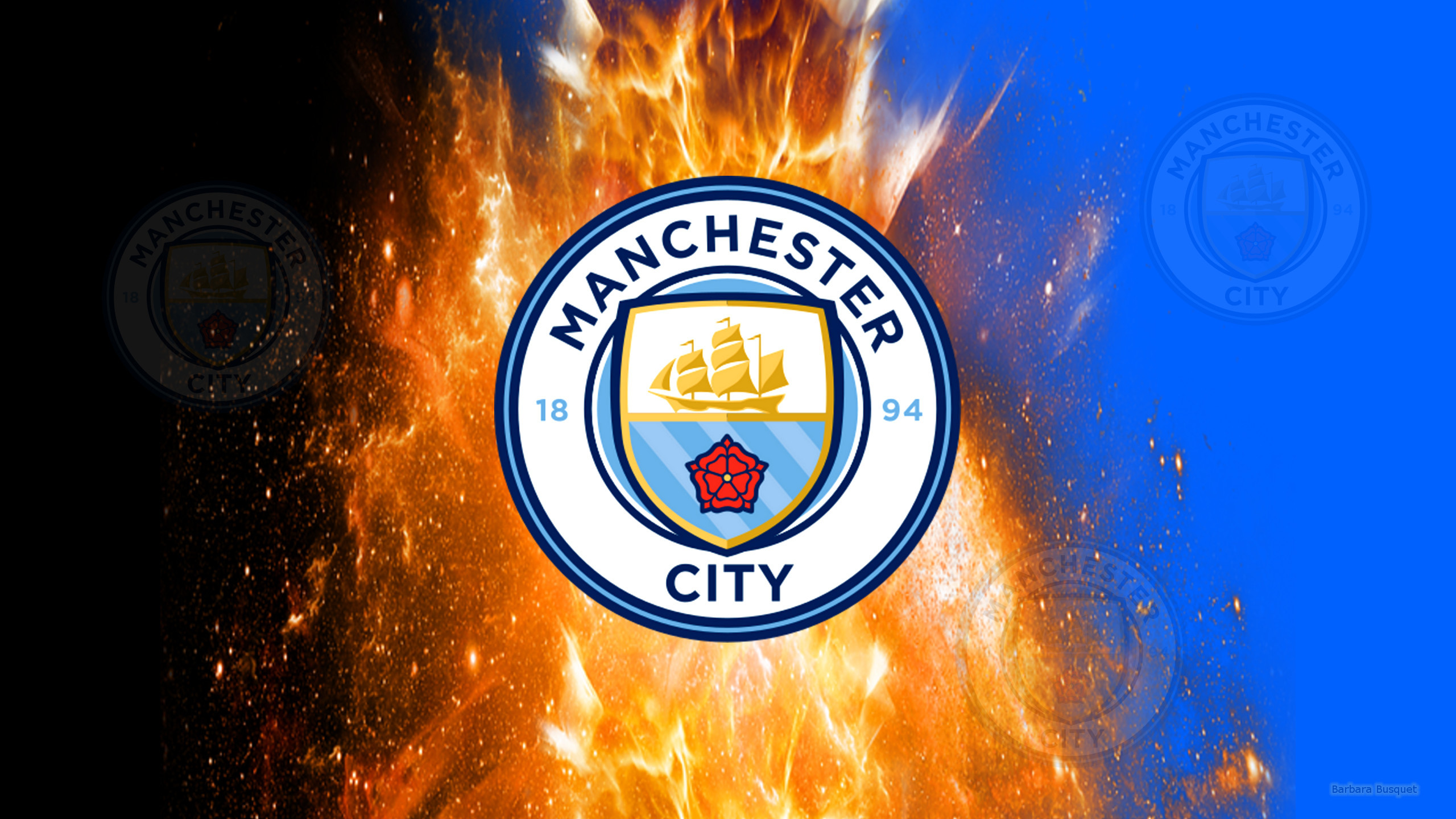 Black Blue Manchester City Wallpaper With Fire 2560x1440