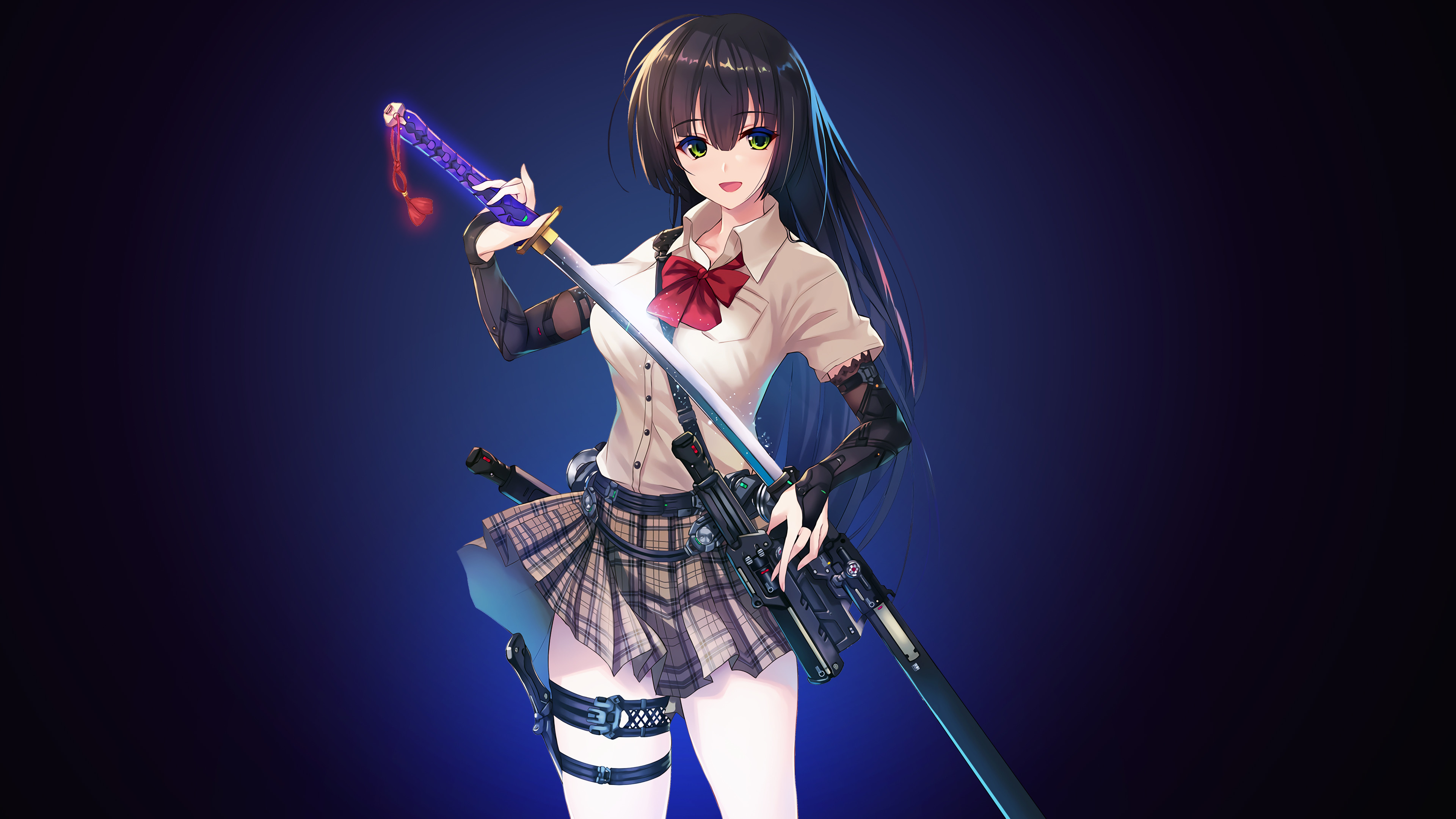 Anime Girl Sword Katana Samurai 4k 3840x2160