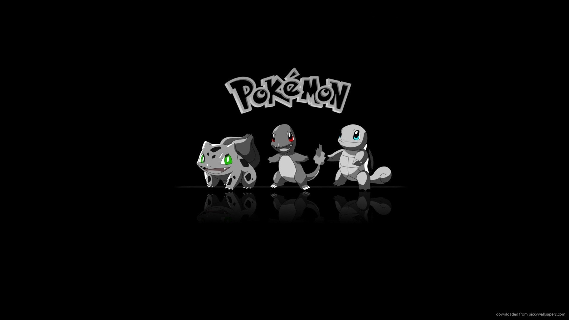 Three Pokemons On Black Background Picture 1920x1080