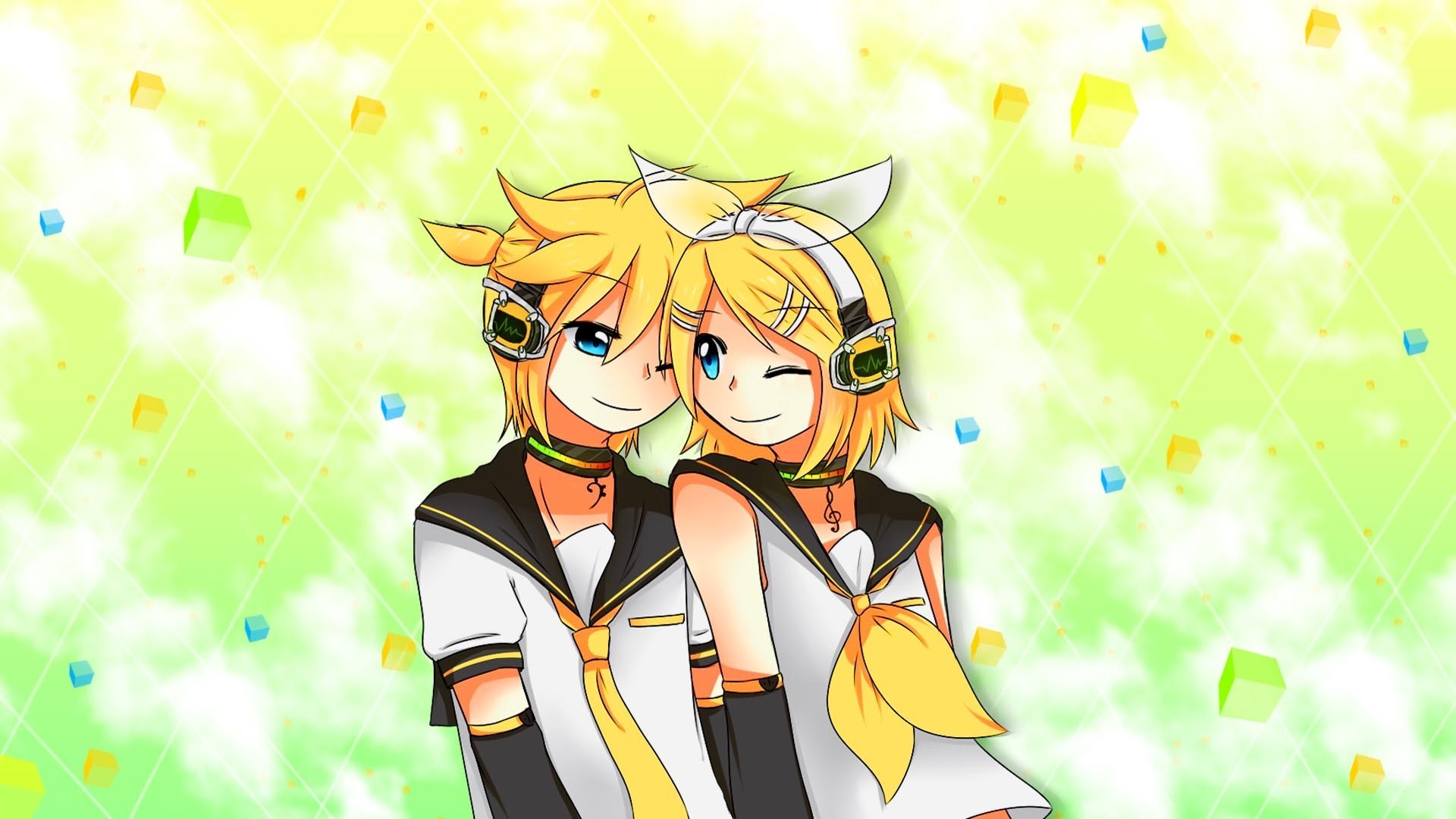 1920x1080 Rin And Len Kagamine Wallpaper Blondes Vocaloid Kagamine Rin Kagamine Len Aqua Eyes Vocaloid 1920x1080
