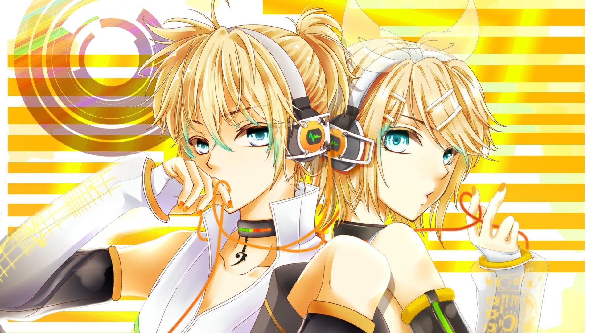 Rin And Len Kagamine Wallpaper Blondes Vocaloid Kagamine Rin Kagamine Len Aqua Eyes Vocaloid Kagamine Rin And Len Vocaloid Vocaloid Len Lens 1920x1080