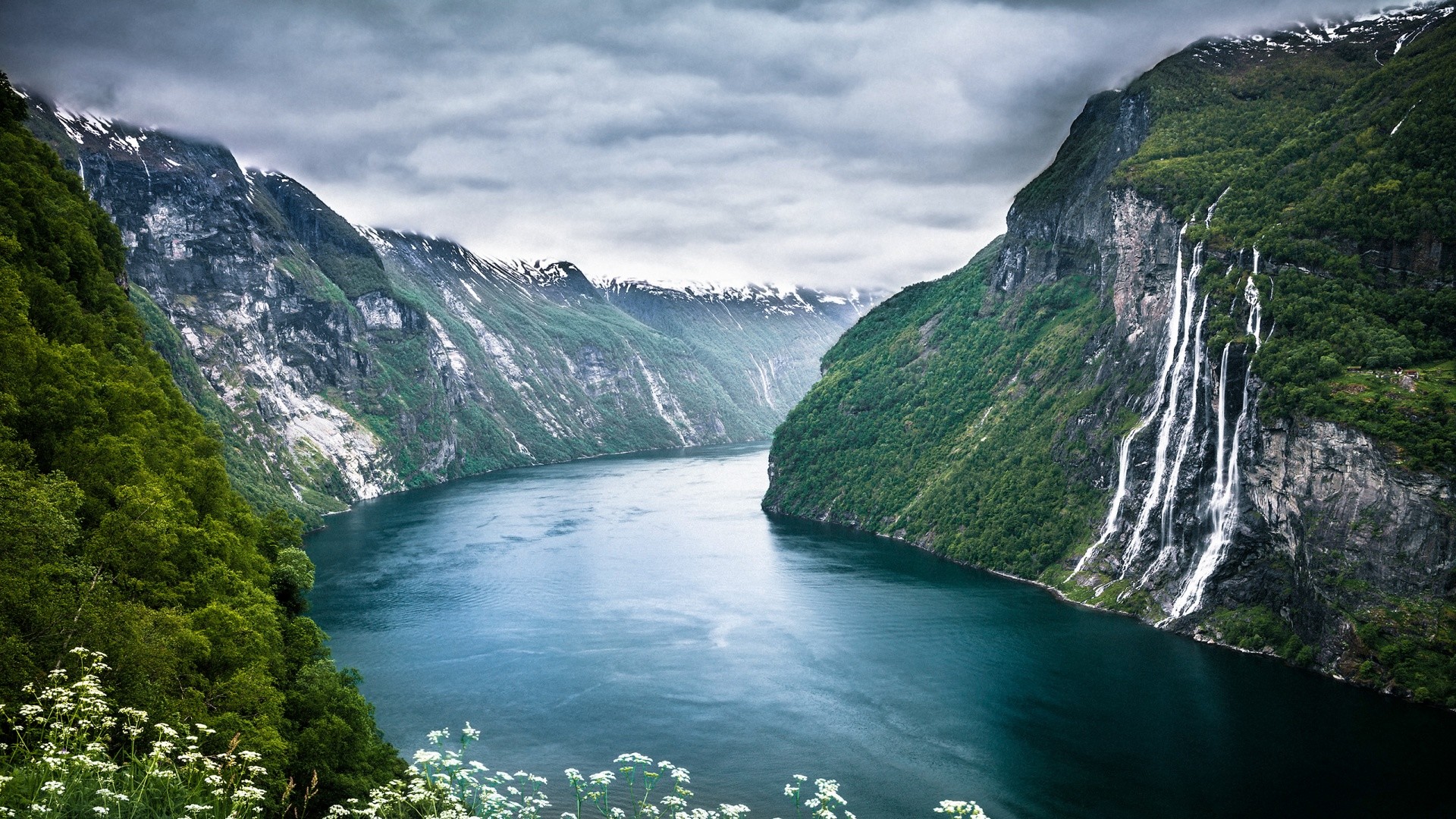 Wallpapers Mountains River Geirangerfjorden Norvegia Landscape On Your Desktop Picture 1920x1080