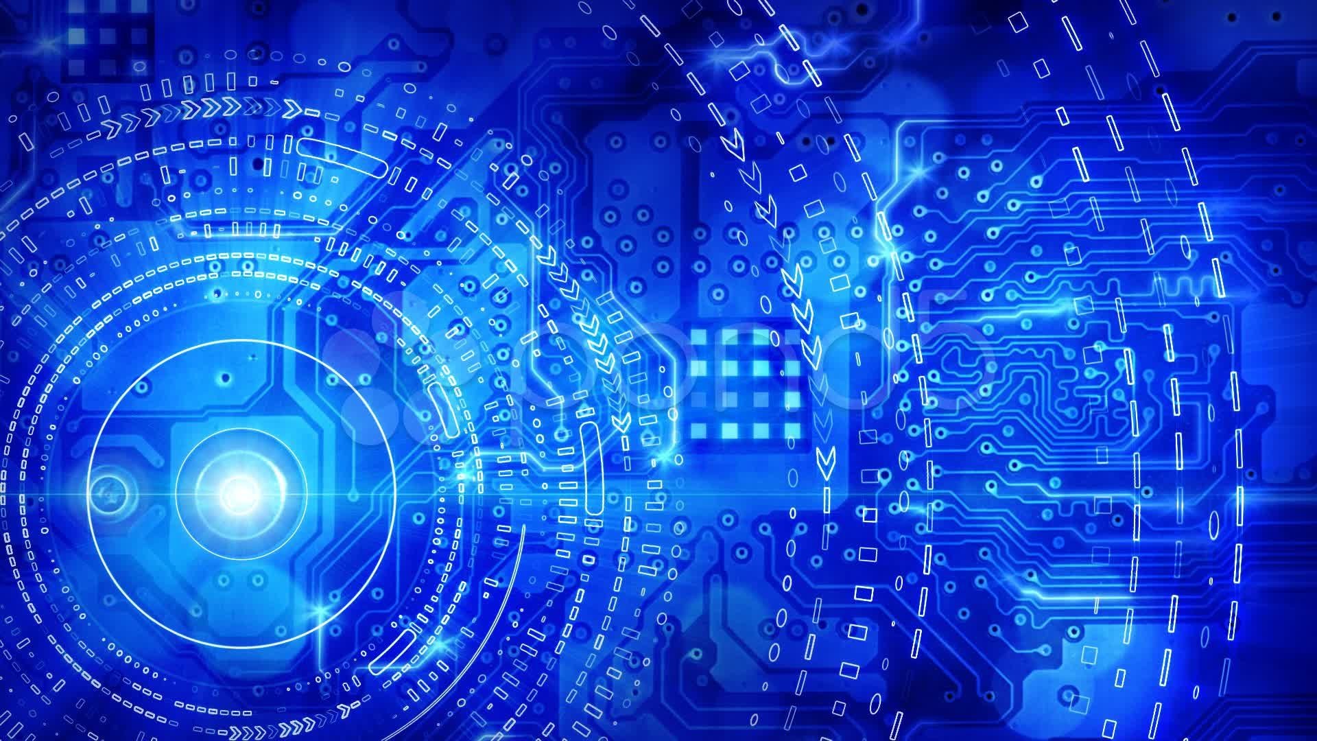 Blue Computer Circuit Board Background Loop Stock Footage By Gonin 1920x1080