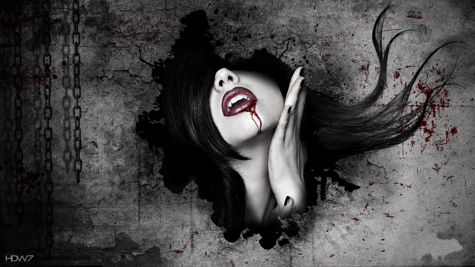 Dark Gothic Vampire Black Wallpaper 1920x1080