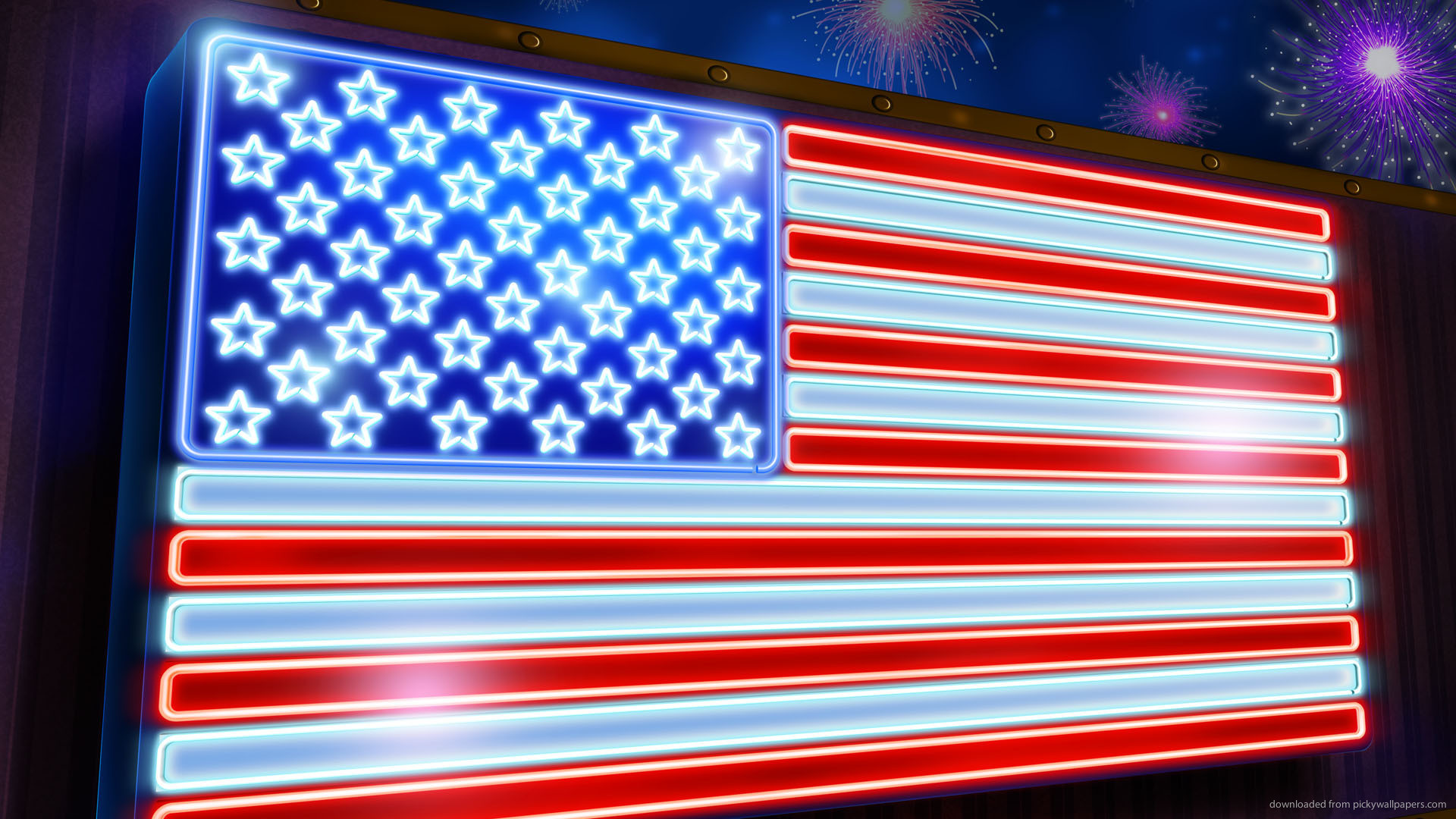 Neon Usa Flag Picture 1920x1080