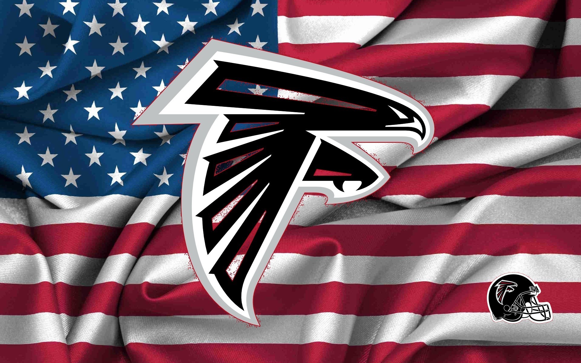 Atlanta Falcons Logo On Usa Flag Wavy Canvas 1920x1200