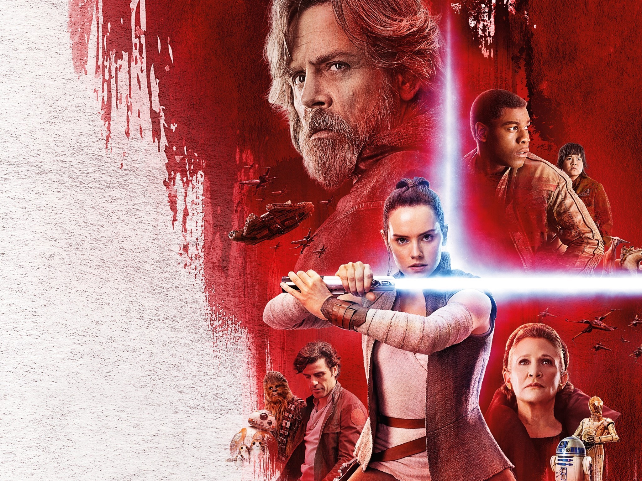 Star Wars The Last Jedi Daisy Ridley Mark Hamill Carrie Fisher 2048x1536