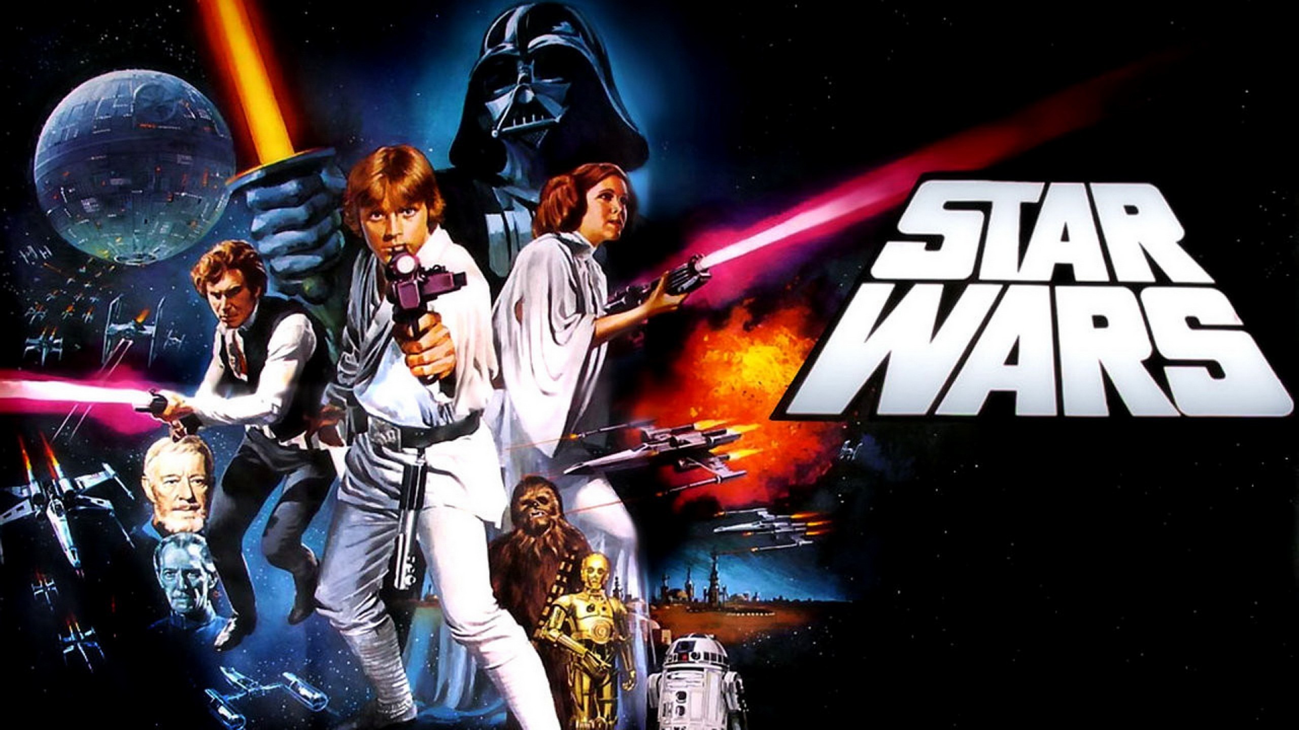 Star Wars Episode Iv Caracters Harrison Ford Darth Vader Carrie Fisher Luke Skywalker Chewbacca Wallpaper Hd 2560 1440 2560x1440