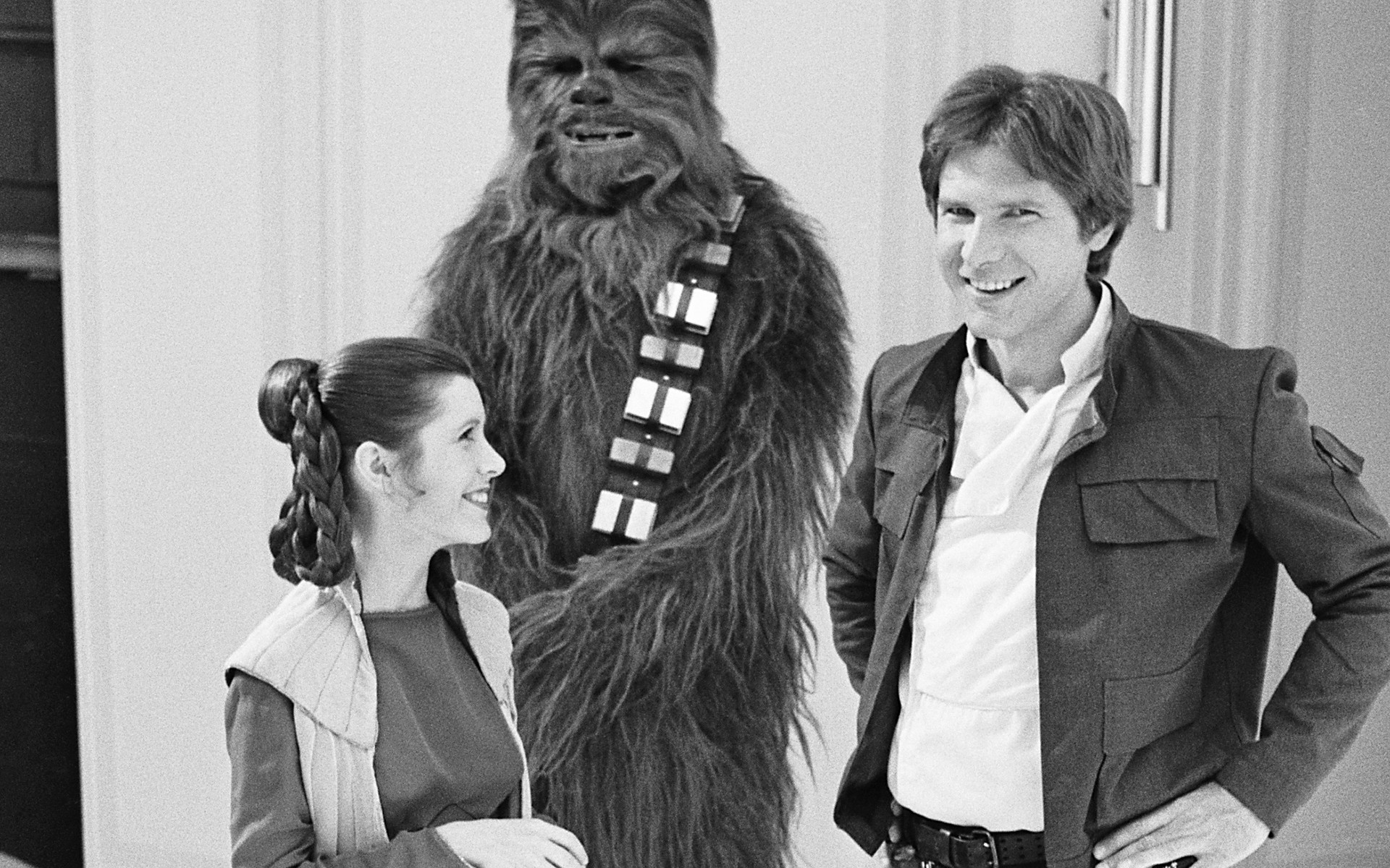 Star Wars Han Solo Harrison Ford Chewbacca Bw Carrie Fisher Prinzessin Leia Science Fiction 1920x1200