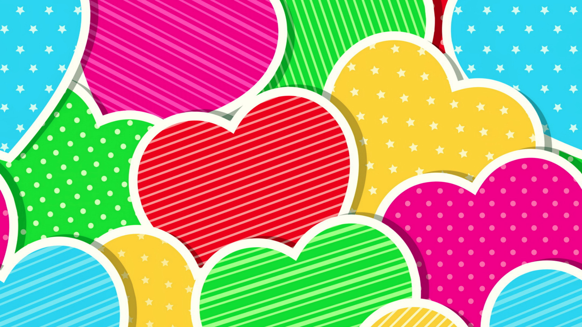 Colorful Hearts Wallpaper 1920x1080