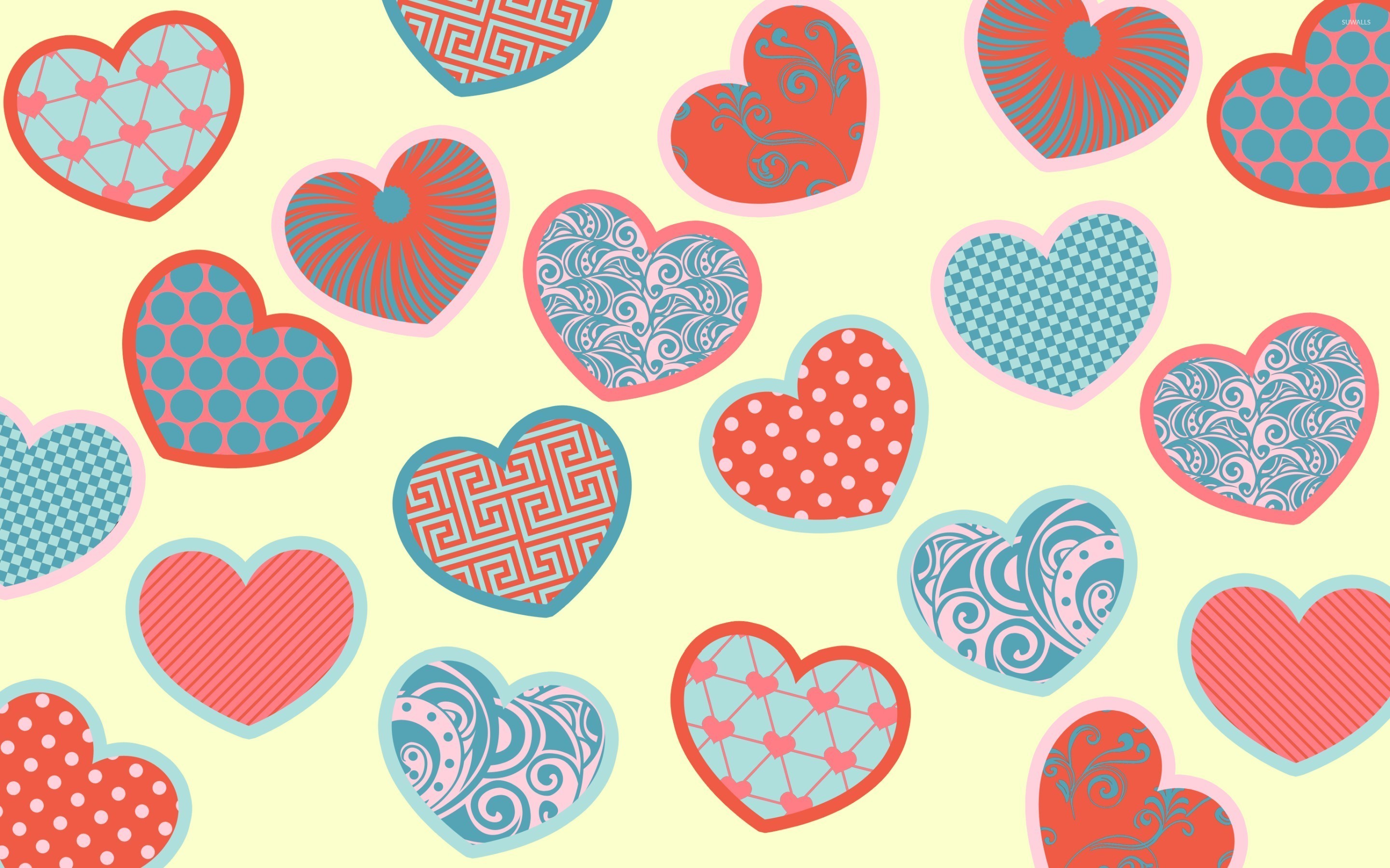 Patterned Hearts Wallpaper 2880x1800