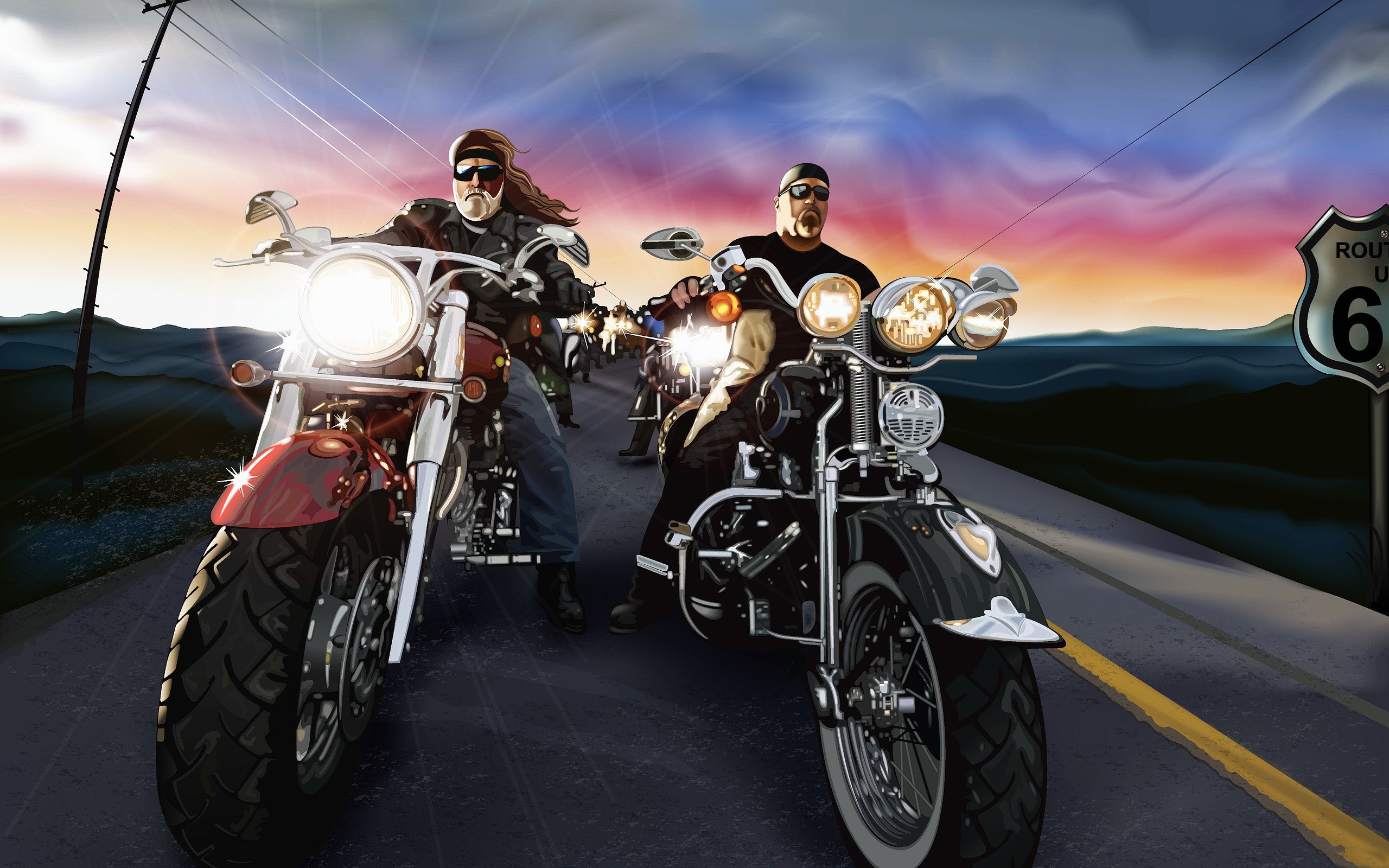 Choppers On Route 66 Wallpaper 2560x1600