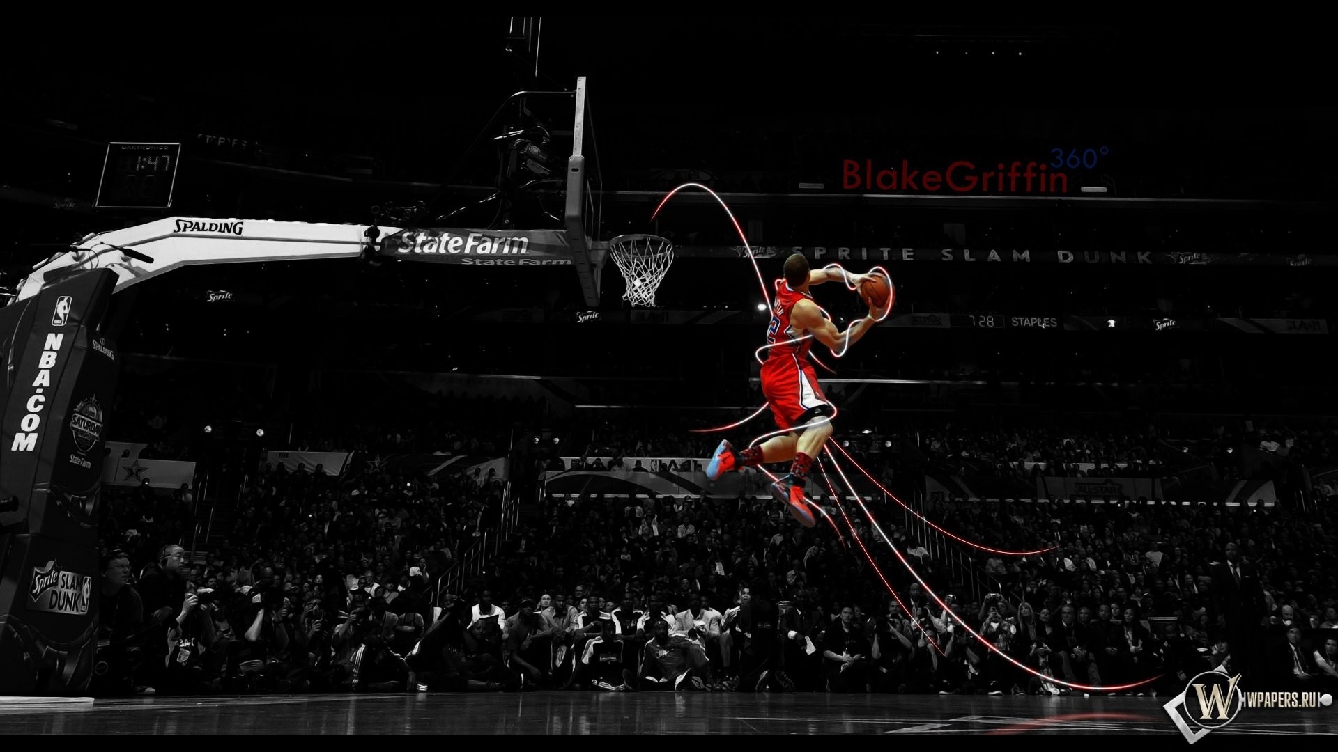 American Basketball Blake Griffin Los Angeles Clippers Selective Coloring Slam Dunk 1920x1080