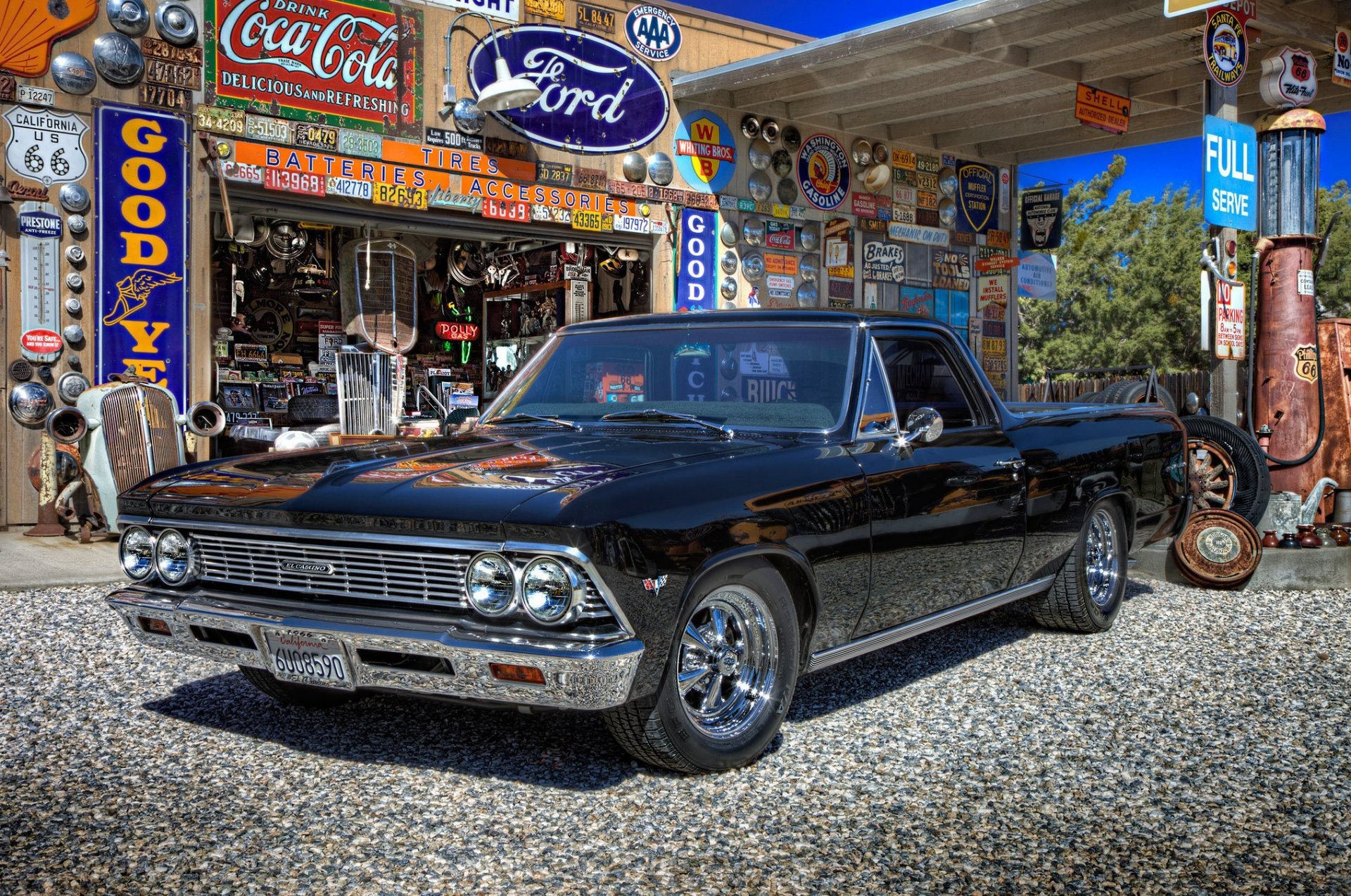 Chevrolet El Camino Muscle Car Muscle Car Vehicles Classic Retro Hotel Gas Station Dressing 1920x1274